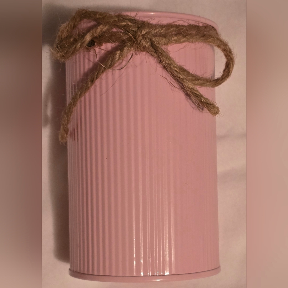 Pink Metal Farmhouse Vases With Twine Bows, Set Of 12